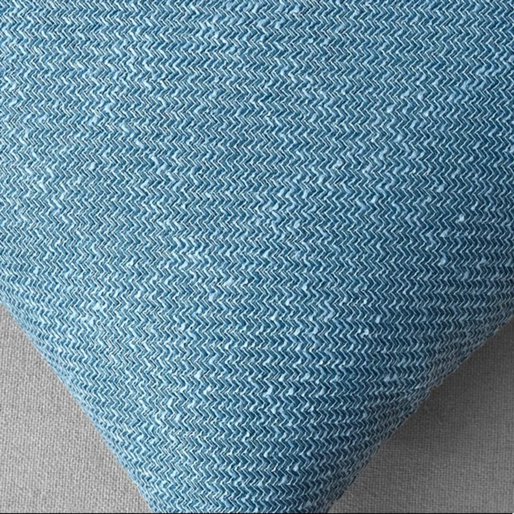 Luxury Home | Chic Blue Linen Blend Geo Zig Zag Pattern Throw Pillow Covers